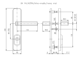 Bezpečnostné kovanie ROSTEX BK R4 ASTRA 3.tř (CHRÓM NEREZ)