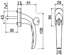 Okenné kovanie RICHTER RHW L 009 SU (F1, F4, F9, BIELA, ANTRACIT, ČIERNÁ)