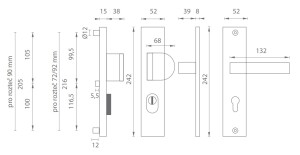 Bezpečnostné kovanie MP AXA - OMEGA2 PLUS (F6 - Inox elox)