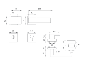 Bezpečnostné kovanie MP CUBO / SQUARE - HR 3230/2275 (T - Titan)