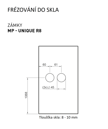 ZÁMOK na sklo s kľukou MP FAVORIT UNIQUE R8 - - WC (BN - Brúsená nerez)