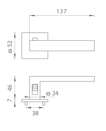 Dverné kovanie MP TI - SQUARE - HR 4275Q 7S s uzamykaním, 38-45 mm (WS - Biela matná)