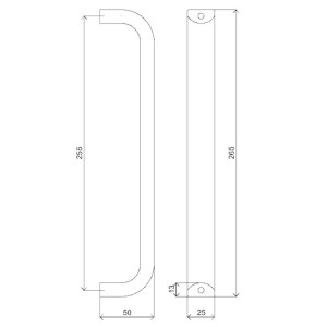 Nerezové dverné madlo „D“ HOLAR, 255 mm jednostranné - Satim mat