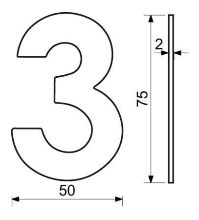 Nerezové číslo v plochom „2D“ prevedení RICHTER RN.75L (čierne)