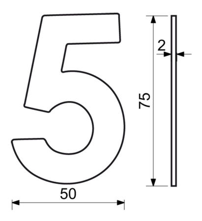 Nerezové číslo v plochom „2D“ prevedení RICHTER RN.75L (čierne)