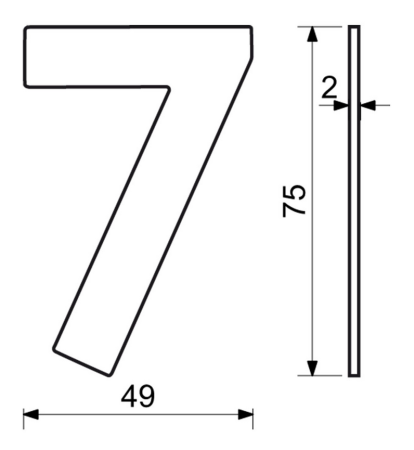 Nerezové číslo v plochom „2D“ prevedení RICHTER RN.75L (čierne)