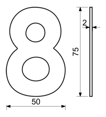 Nerezové číslo v plochom „2D“ prevedení RICHTER RN.75L (čierne)