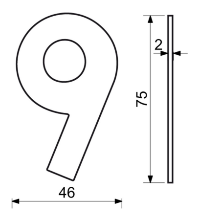 Nerezové číslo v plochom „2D“ prevedení RICHTER RN.75L (čierne)