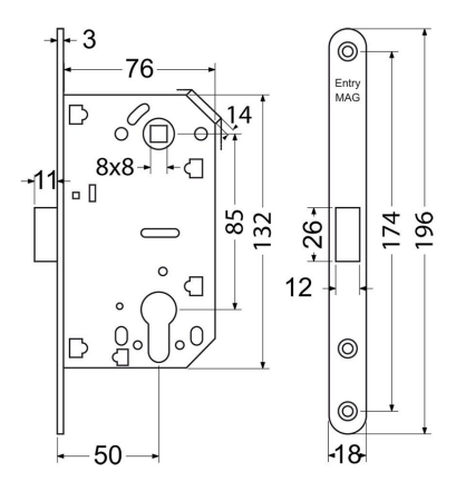 Magnetický zámok pre drevené interiérové dvere RICHTER EN.M01.PZ.85.50.18.CHM.PL