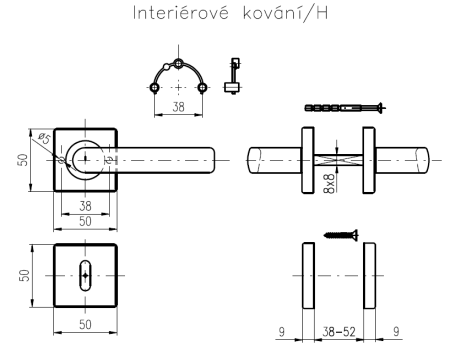 VÝPREDAJ Dverové kovanie ROSTEX VIGO/H (NEREZ MAT) - BB