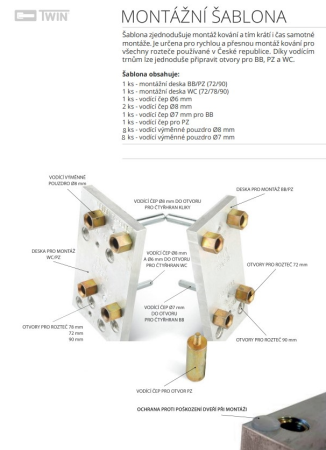 PROFI MONTÁŽNA ŠABLÓNA TWIN 72/78/90 KOMPLETNÝ V KUFRÍKU